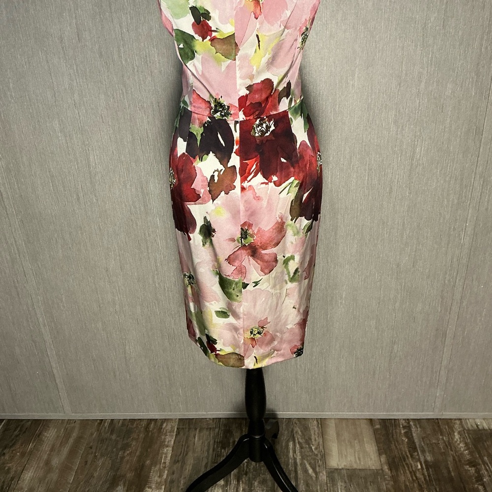 St. John Floral Midi Dress in Pink and Green Size 6 - Picture 6 of 11